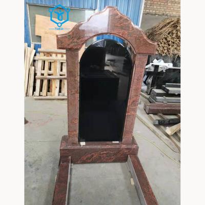 China Russia Country Simple design red granite headstone Romantic red granite tombstone for sale