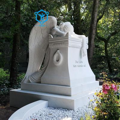 China Modern Marble Angel Statue Weeping Angel Tombstone for Cemetery for sale