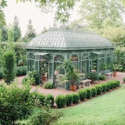 China Antirust victorian iron gazebo metal decorative wrought iron gazebo orangery sunroom for sale