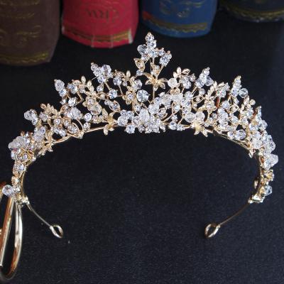 China 2022 Formal Crystal Fashion Drill Bride Exquisite Baroque Handmade Glass Princess Hair Crown Crystal Hair Accessories Wholesale for sale