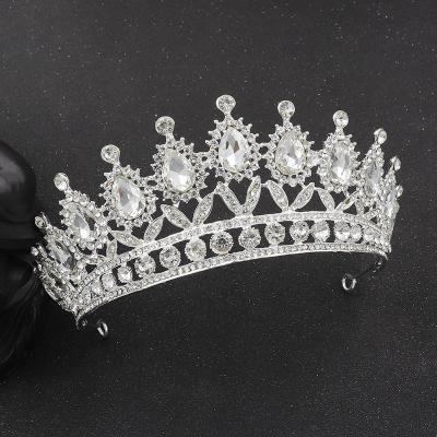 China Formal bride crowns fashion temperament baroque water droplets drill princess crown dress accessories wholesale bride crowns for sale