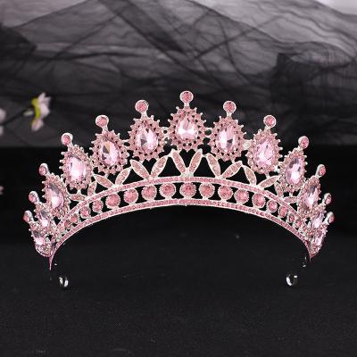 China Formal princess crown for girls fashion temperament baroque water droplets drill hair accessories princess crown wholesale for girls for sale