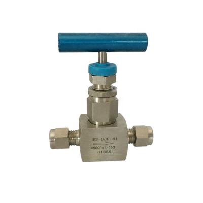 China 6mm OD Stainless Steel General High Pressure 316 Needle Valve for sale