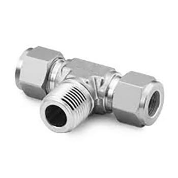 China Hose Lines Connect Stainless Steel Double Ferrule Connector Ferrule Fitting Parker Type Compression Fitting BSPT Wire Branch Twin Tee for sale