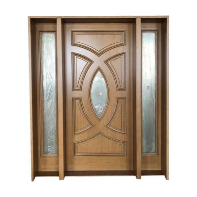 China Exterior front entrance of the most popular sound insulation hardwood oak wood with glass doors for sale