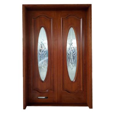 China Best Easily Assembled Antique Solid Core Double Entry Doors Craftsman Exterior Door For Sale for sale