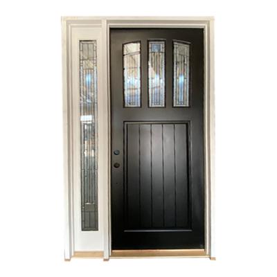 China Modern luxury gray sound proof fiberglass entry doors with side lights panele glass panels for exyerior door for sale