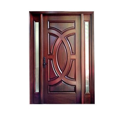 China Sound insulation craftsman style red wooden donble designs carving main entrance lowes entry doors with sidelights for sale