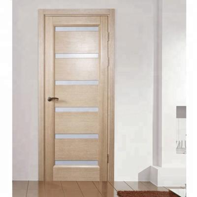 China Contemporary modern style interior door with glass teak wood door design for sale