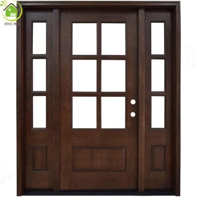 China Traditional Simple Teak Wood Door Designs Solid Wood Door With Glass for sale