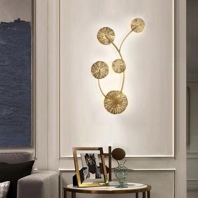 China Modern minimalist bedroom hotel post-modern brass aisle led creative wall lamp for sale