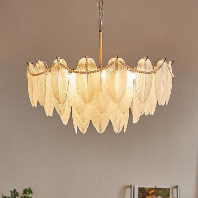 China New Modern Minimalist Retro Modern Decoration Living Room Feather Indoor Lighting Bedroom Lamps Chandelier Palace Atmosphere for sale