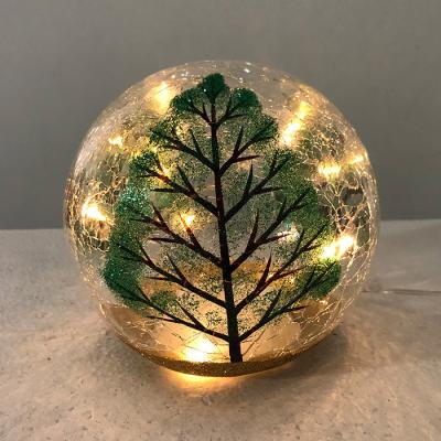 China Other Home Outdoor Christmas Fairy Crystal Ball Decoration Hand Painted Tree Pattern Lights 5.91 INCH For Home Decor for sale