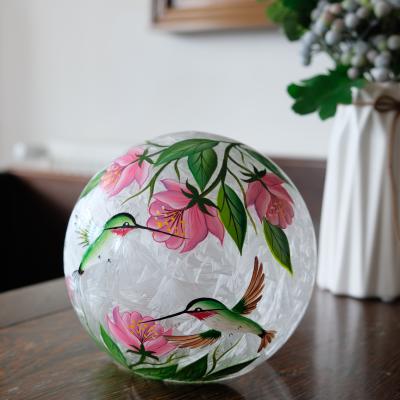 China China 15CM Room Decoration BO Copper With Hand Painted Hummingbird Sphere Pattern Glass Lights For Spring Decoration for sale