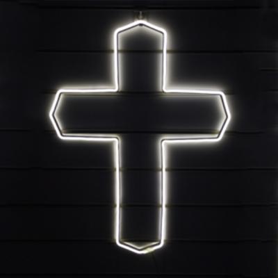 China interior & 24IN Adapter Outdoor Fake Decoration Room Neon Christmas Use Cross Lit Sculpture Lights For Home Decor for sale