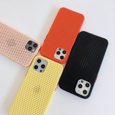 China Shockproof Fast Delivery PVC Hollow Grid Case For iphone 12 13 Case Silicone For iphone Liquid Silicone Case for sale