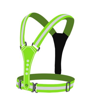 China Wholesale Road High Safety LED Strap Fabric Elastic Thickning Release Buckle Reflective Snap Vest for sale