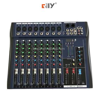 China RIY CT80 8 Channel DSP Audio Professional High Quality Mixer Echo Sound Console USB Digital Audio Amplifier Sound Card RIY for sale