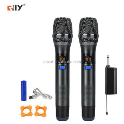 China Hot selling popular karaoke microphone RIY U202 2 channel new wireless microphone with low price for sale