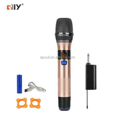 China Universal Wireless Karaoke Microphone RIY U201 Handheld Microphone With Rechargeable Receiver for sale