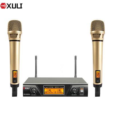 China Professional Wireless Headset Microphone Wireless Microphone with Handheld Gold for Karaoke for sale