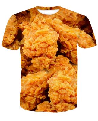 China Round Neck 3D Anti-Shrink Popcorn Chicken All Over Printed T-shirt With Logo Custom Customized Apparel Wholesale for sale