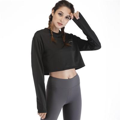 China MOQ 1 drop shipping ladies gym white long sleeve anti-pilling crop top for sale