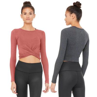 China MOQ 1 drop shipping anti-pilling anti-pilling women's plain yoga long sleeve gym crop top for sale