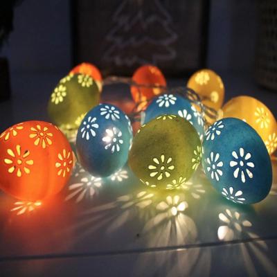 China Easter Light Fairy Lights Decor For Ramp Theme Party Indoor Copper Wire LED Pastel Spring Colors Hollow Out Easter Egg Battery String Light for sale