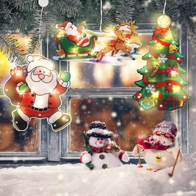 China Light Acrylic 3D Wall Christmas Decor Tree Stars Window Decoration Light Acrylic Glass Cup Indoor Draw Up Window Silhouette Hanging Lights for sale