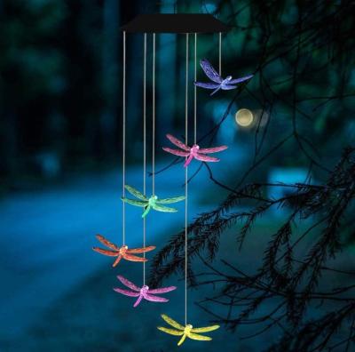 China Adorable lighting creats a portable waterproof mobile solar wind chimes memorial dragonfly sympathy lights twinkle spiral effect spinner light fairy mobile outdoor for sale