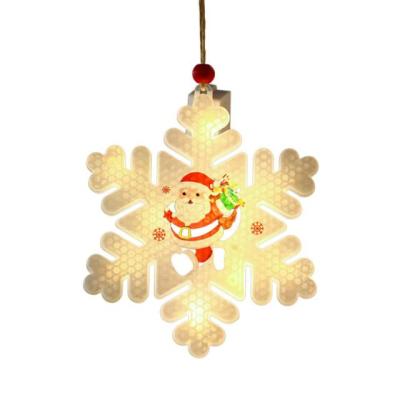 China Classic Hanging Christmas Ornaments Hanging Wall Window Christmas Tree Snow Decorations LED Lights Luminous Snowflakes Pendant Ornaments for sale