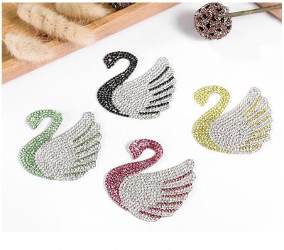 China Not Minimal Stock Viable Glossy Iron On Rhinestone Swan Applique For Decoration for sale