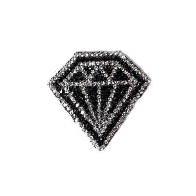 China Not Minimal Stock Viable Shiny Iron On Rhinestone Diamond Patch Applique For Decoration for sale