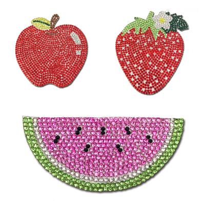 China Viable Custom Iron On Rhinestone Watermelon Fruit Patch For Kids Girl for sale