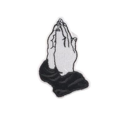 China Viable Creative Iron On Embroidery Simulation Pray Hand Patch For DIY Decoration for sale