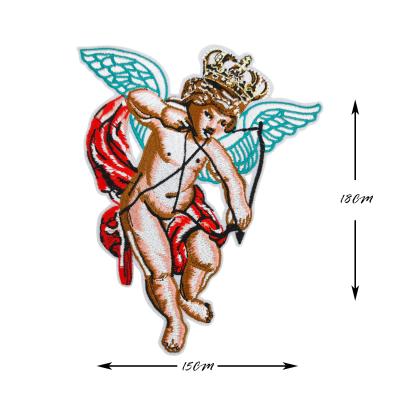 China Large Size Fashion Cupid Embroidery Badge Viable High Quality Angler Patch For Clothing Bag for sale