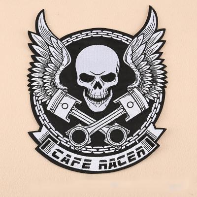 China Viable Wholesale Personalized Iron On Hand Embroidery Patches Custom Patch Embroidered Skull Biker For Hat for sale