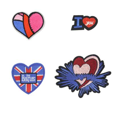 China Viable New Design Embroidery British Flag Peach Heart Shape Patches For Decoration for sale