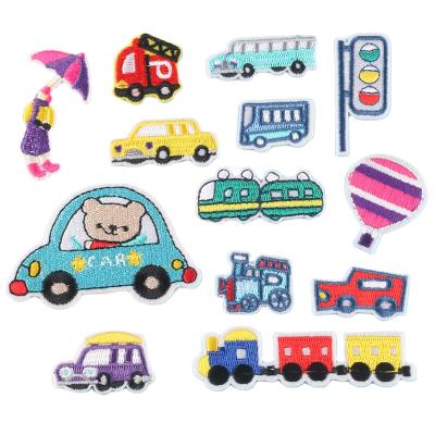 China NODA Viable Stock Embroidery Male NODA Traffic Theme Cute Car Patch For Kids Cloth Bag for sale