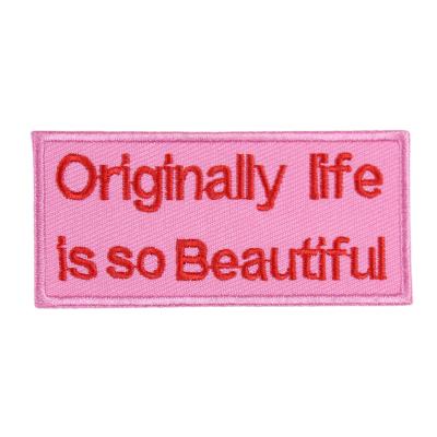 China Sustainable Factory Sell Custom Iron On Embroidered Funny Phrase Patches For Decoration Of Hat Clothes for sale