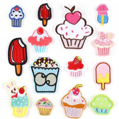 China New Viable Wholesale Cute Cartoon Popsicle Ice Cream Design Embroidery Patch Decals With Iron On Backing for sale