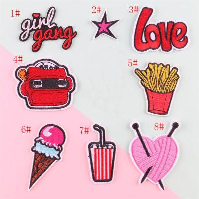 China Sustainable Cheap Custom Embroidered Ice Cream Drinks Snack Patches Applique For Girl Woman for sale