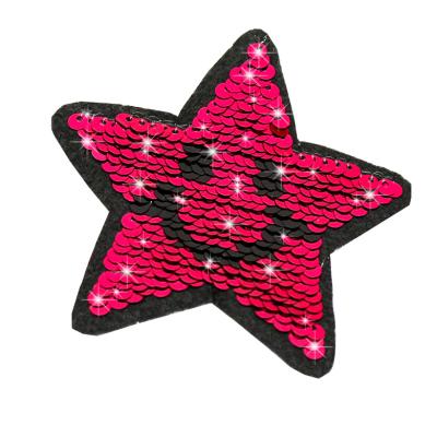 China 2021 viable NEW fashion iron on sequin embroidery shiny star smile patch for cat bag decoration for sale