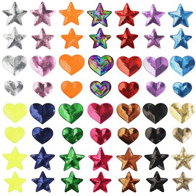 China 2021 NEW Fashionable Shining Star Heart Shape Sequin Embroidery Patch Iron On for sale