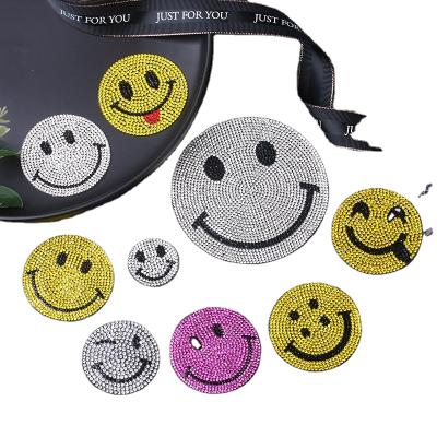 China 2021 Factory New Viable Design Custom Smile Face Rhinestone Patch For Decoration for sale