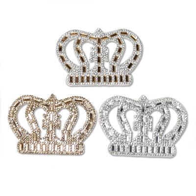 China Various Diy Viable Accessories Fashion Design Iron On Rhinestone Crown Patch For Hat Bag for sale