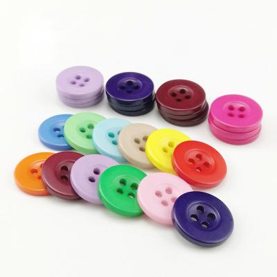 China Viable Candy Color Round Button 4 Hole Resin Wide Brimmed Sewing Buttons For Uniform Coat for sale