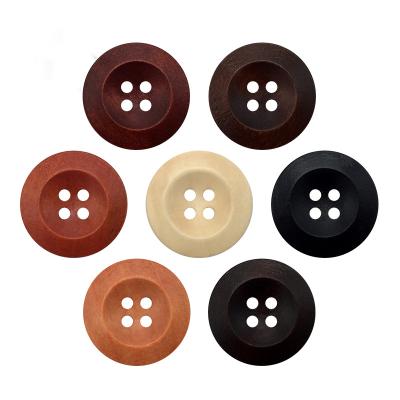 China Sustainable Fashion Eco - Friendly Round Colors 4 Holes Engraved Wooden Button For Clothes for sale