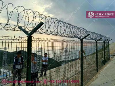 China Airport Perimeter Security Fencing, China Factory Sales, 3m high, with Top Concertina Razor Coil for sale